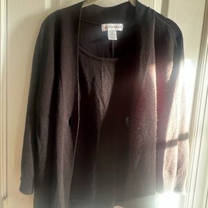 Sag Harbor Black Open-Front Lightweight Cardigan